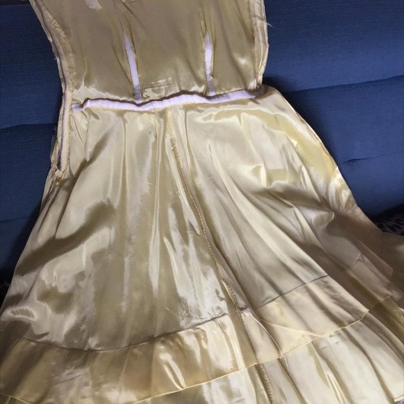 Rare Vintage 50s yellow dress Rockabilly lace bolero cocktails - Picture 9 of 16